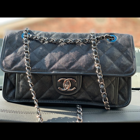 Authentic Chanel French Riviera blk Med Caviar bag - Picture 7 of 8